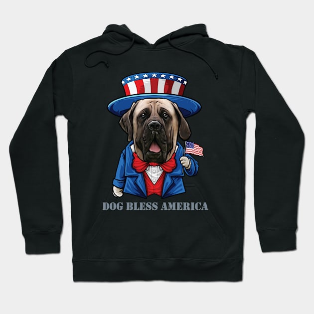 English Mastiff Dog Bless America Hoodie by whyitsme